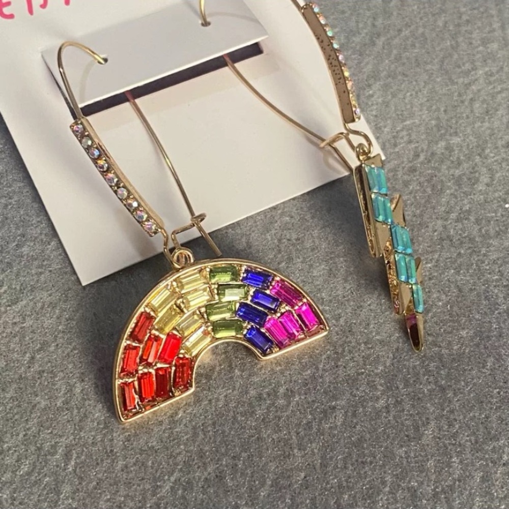 Betsey Johnson Rainbow & Lightning Bolt Earrings NWT - Picture 3 of 13